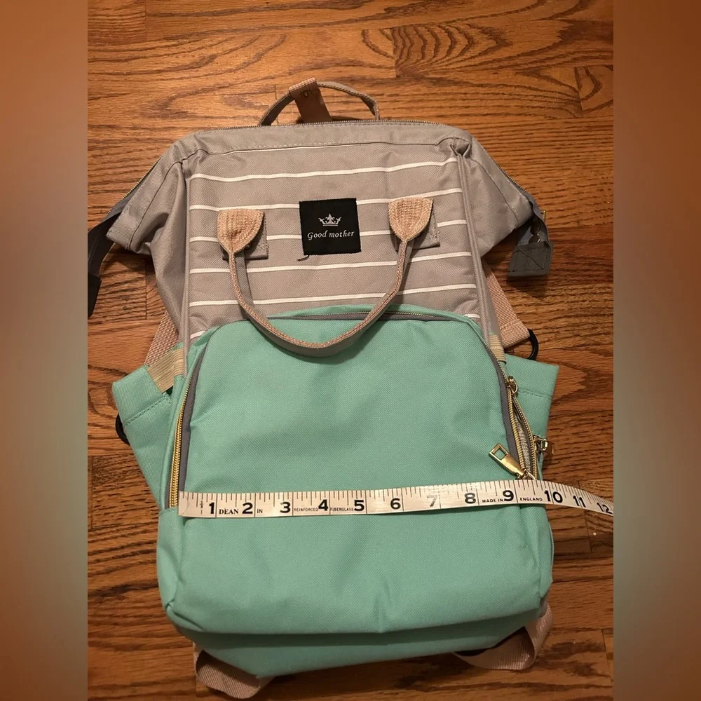 Good Mother Blue & Grey Maternity Use Diaper Bag/Backpack W/ Stripe Accents